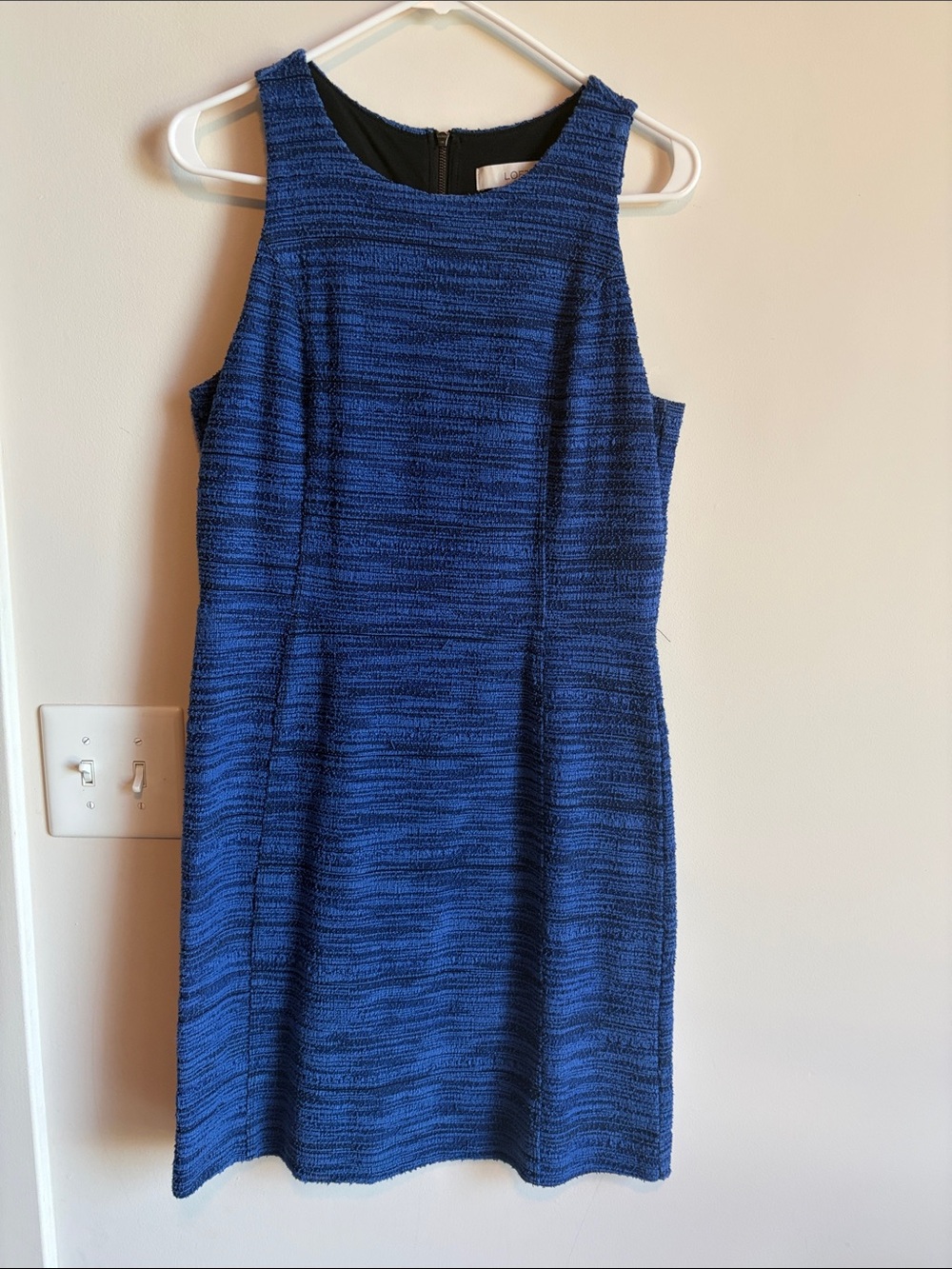 LOFT Textured Navy and Royal Blue Sleeveless Dress